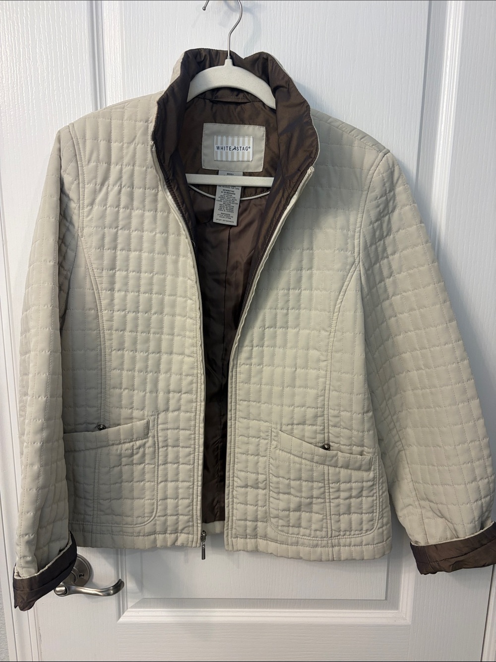 White Stag Quilted Cream Jacket with Brown Lining